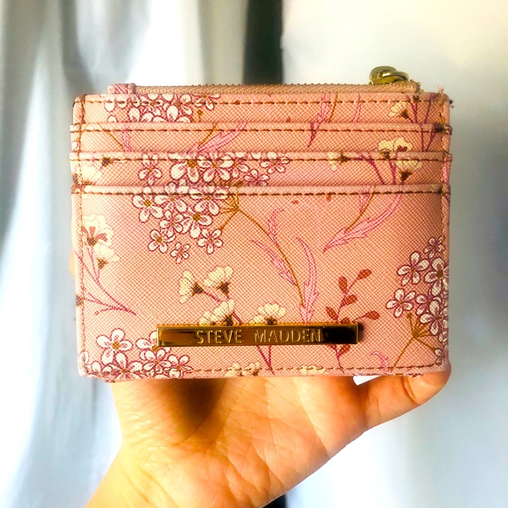Steve Maden Pink Floral Card Case Wallet